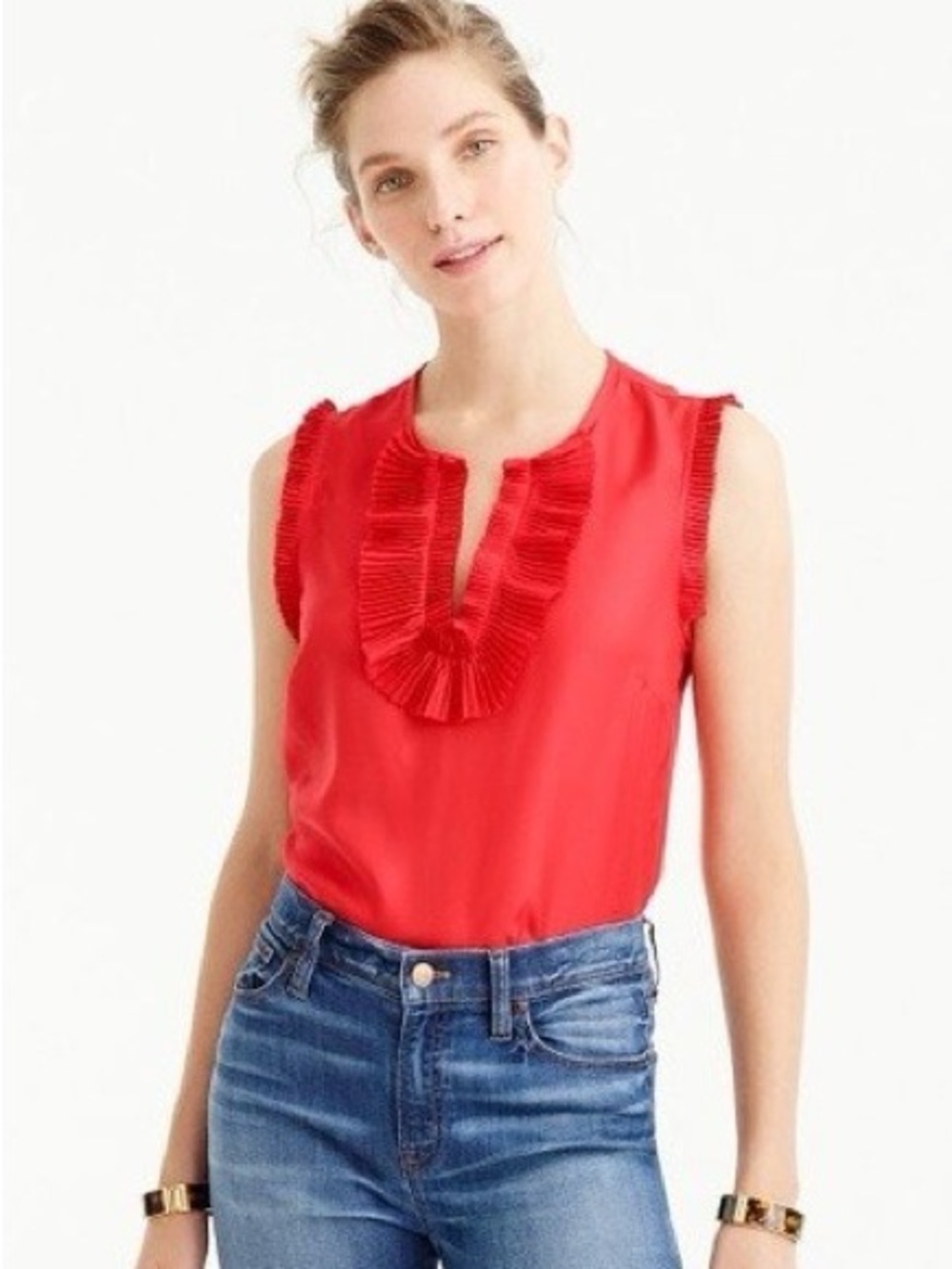 J. Crew Red Silk Sleeveless Margot Blouse Size 6